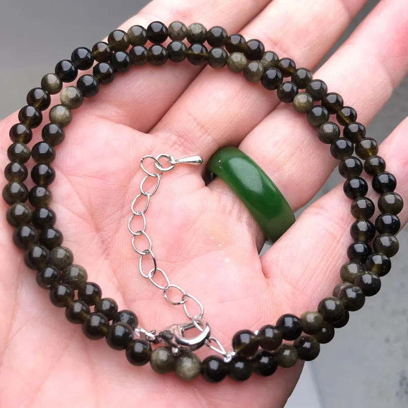 Natural Stone Bead Adjustable Necklace | Agate Opal Tigers Eye Quartz Crystal Jewelry