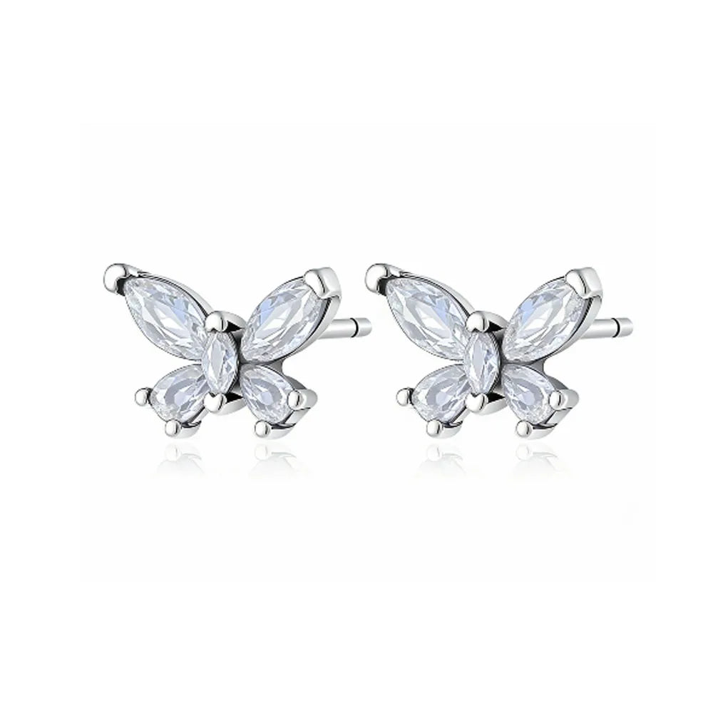 925 Sterling Silver Stud Earrings Set | Butterfly Snowflake Heart Moon Jewelry Gift
