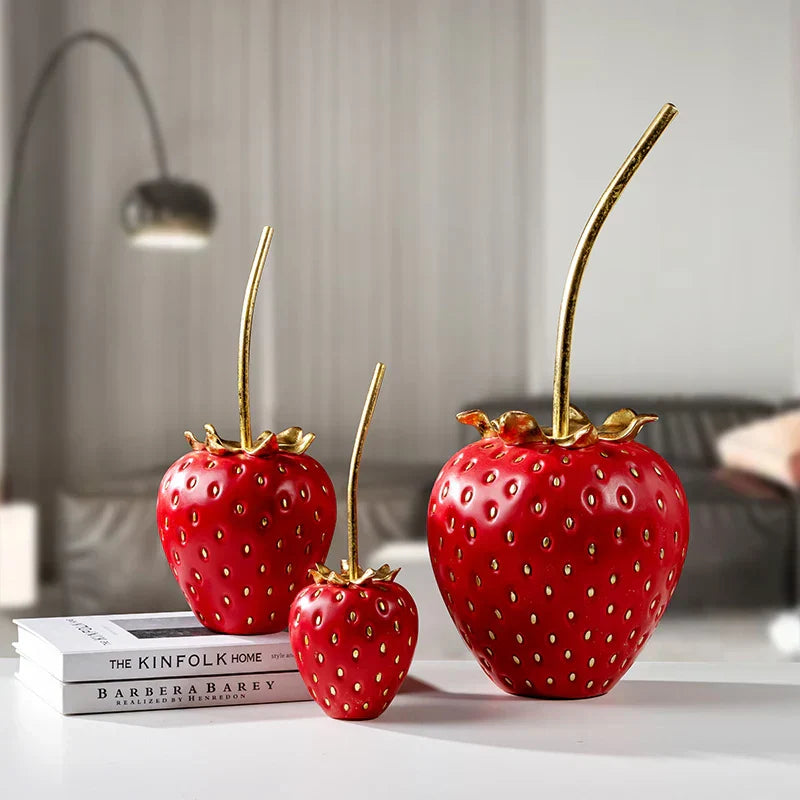 DecorBites™ Gold Strawberry Figurine Decor for Home Decor & Display