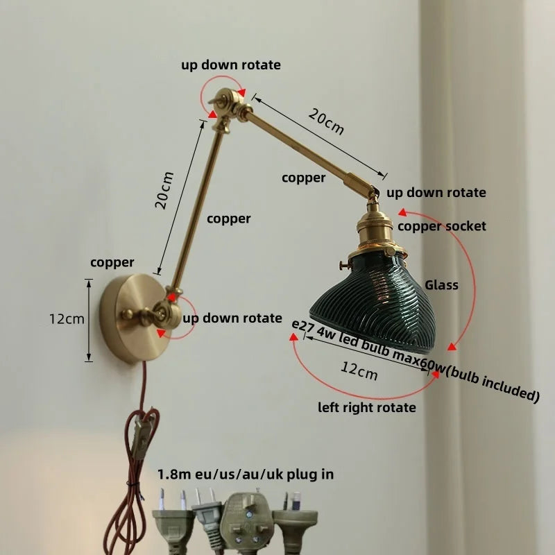DecorBites™ Ceramic Copper LED Wall Lights with Pull Chain Switch - Nordic Modern Bedside Lamp