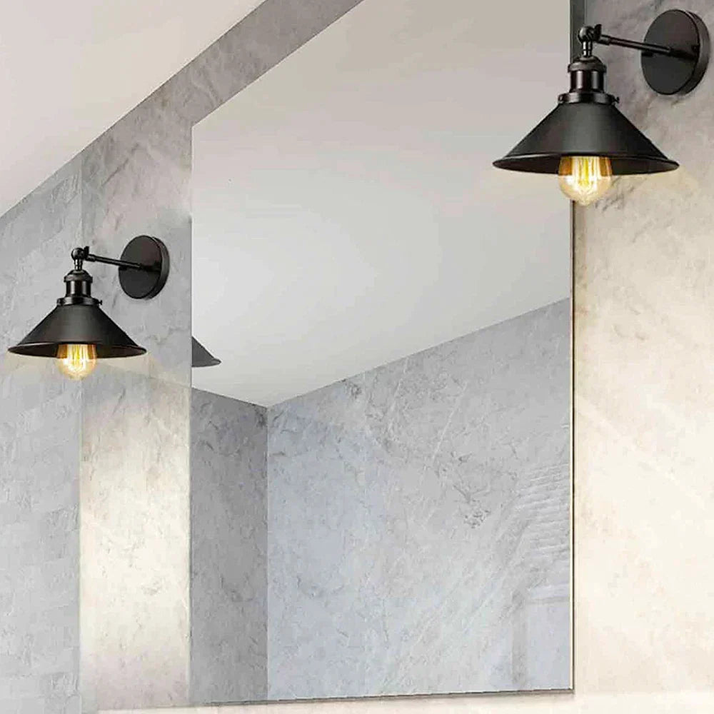 DecorBites™ Industrial Wall Sconce Light with Adjustable Metal Lampshade