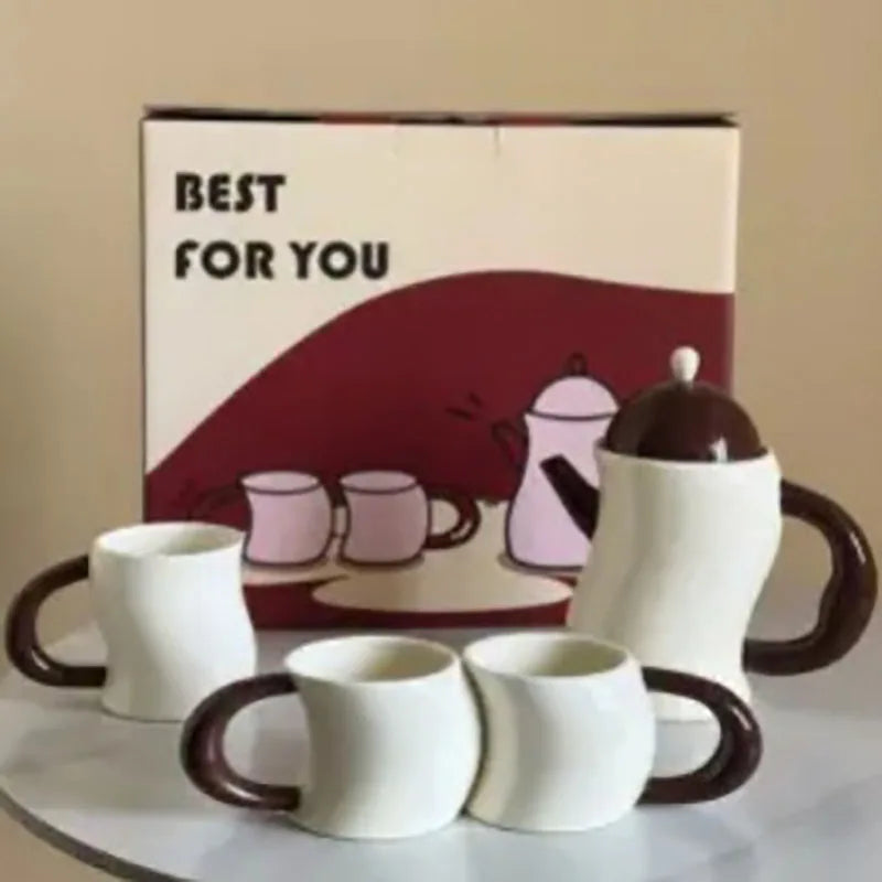 DecorBites™ Bending Design Ceramic Coffee Mug for Dining Table and Tea Time