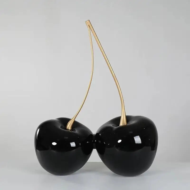 DecorBites™ Cherry Figurine: Resin Golden Cherry Statue Home Decor Accessory