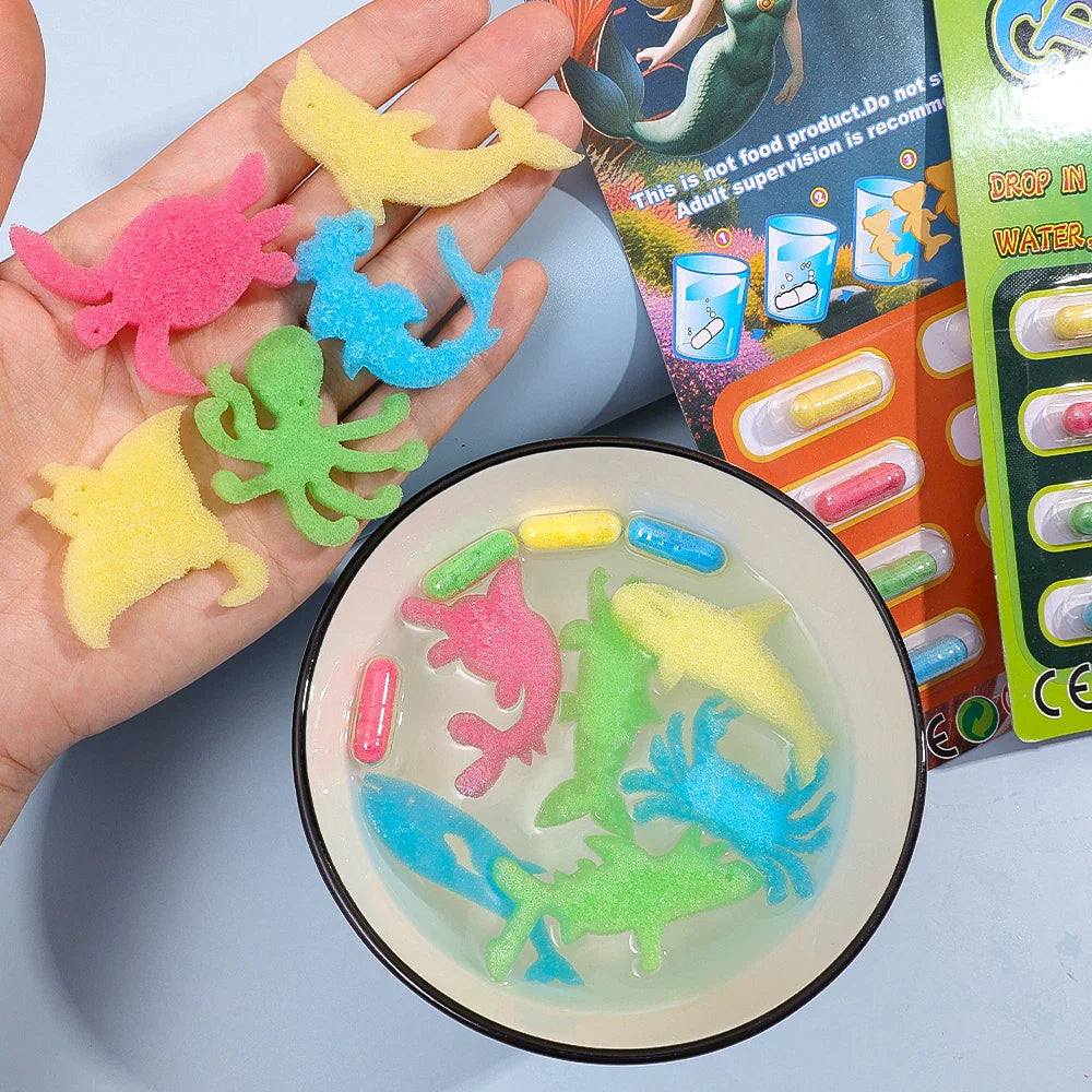 3Pcs Expanding Sponge Capsule Toys | Dinosaur and Sea Animal Bath Puzzles