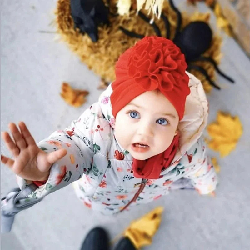Baby Girl Turban Hat | Lovely Flower Soft Cap for Newborn Photography