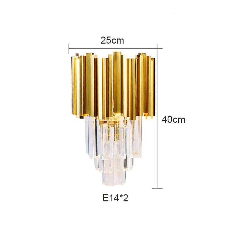 DecorBites™ Gold Crystal Wall Lamp with LED Light for Home Lighting