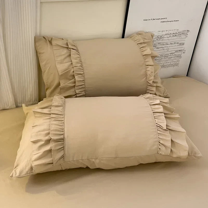 DecorBites™ Lace Patchwork Duvet Cover Set, Soft Microfiber, Full Queen Size Bed Linen Pillowcase