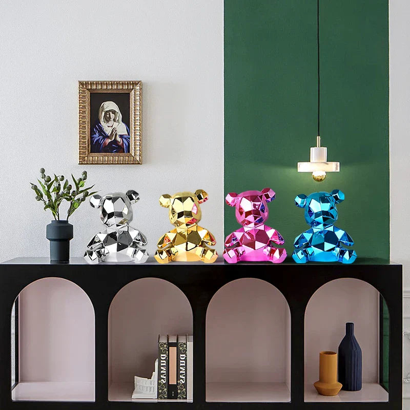 DecorBites™ Electroplated Teddy Bear Sculpture for Home Decor