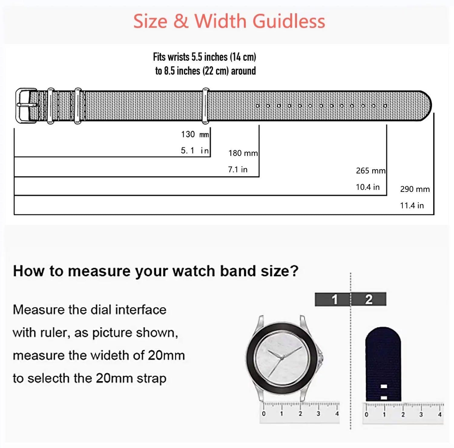 COROS Nylon Ribbed Watch Band For Smartwatch - Military Washable Strap