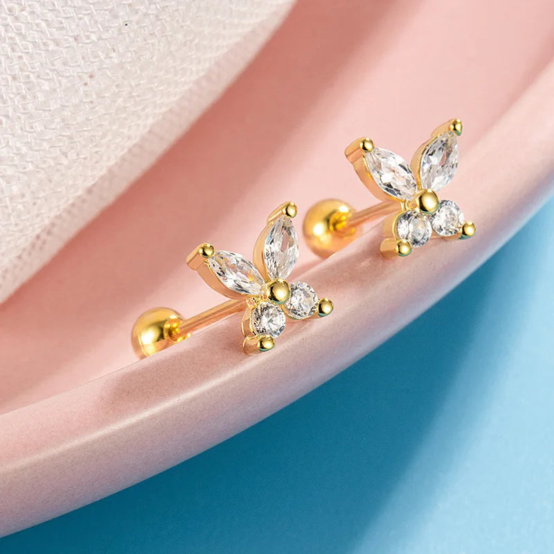 Heart Stud Earrings | Screw Back Cartilage Earrings for Women
