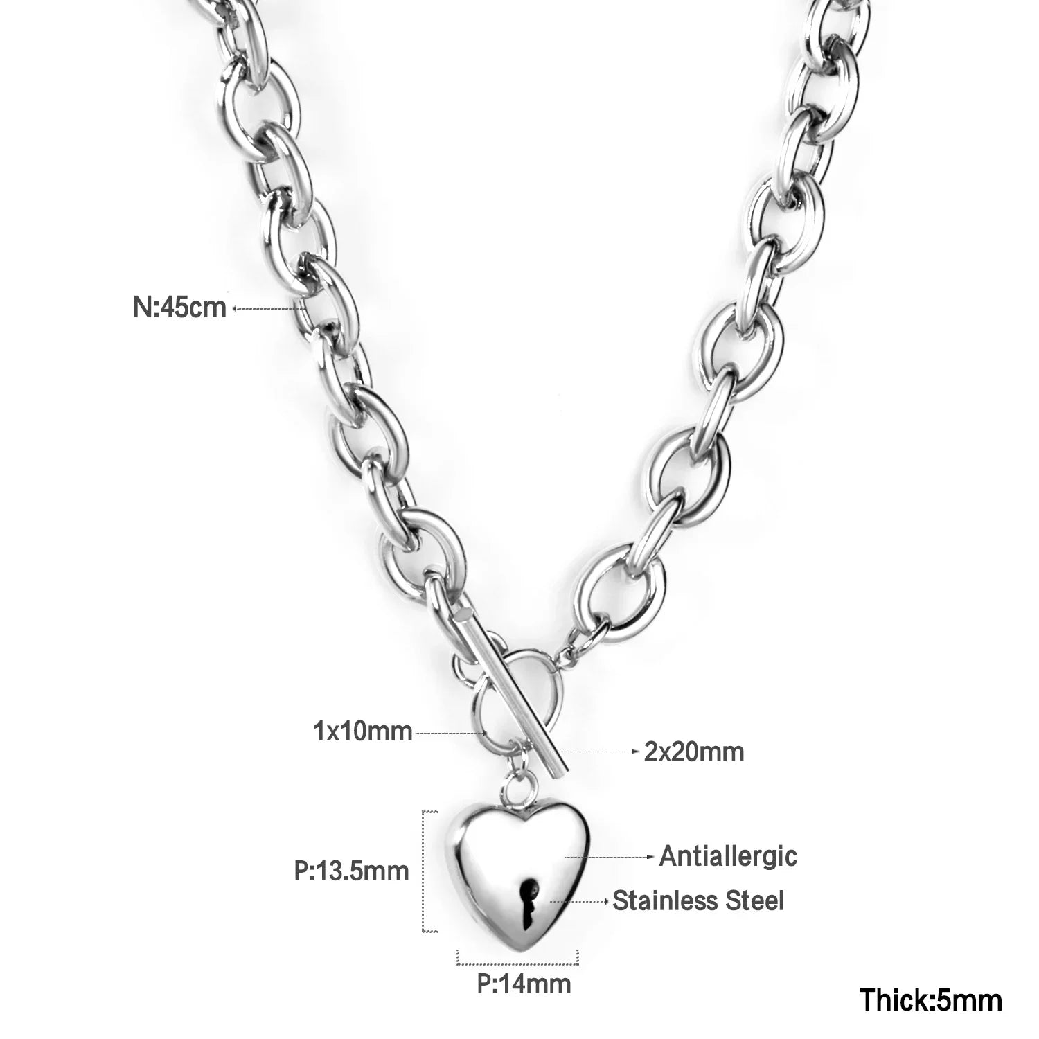 ASONSTEEL Romantic Heart Pendant Necklace | Gold Stainless Steel Choker for Women Gift