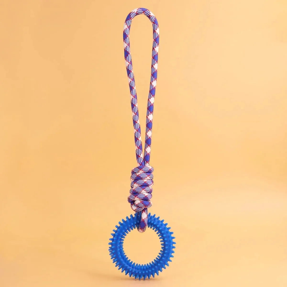 Colorful Woven Nylon Rope and Rubber Dog Toy | Chew Resistant Outdoor Play
