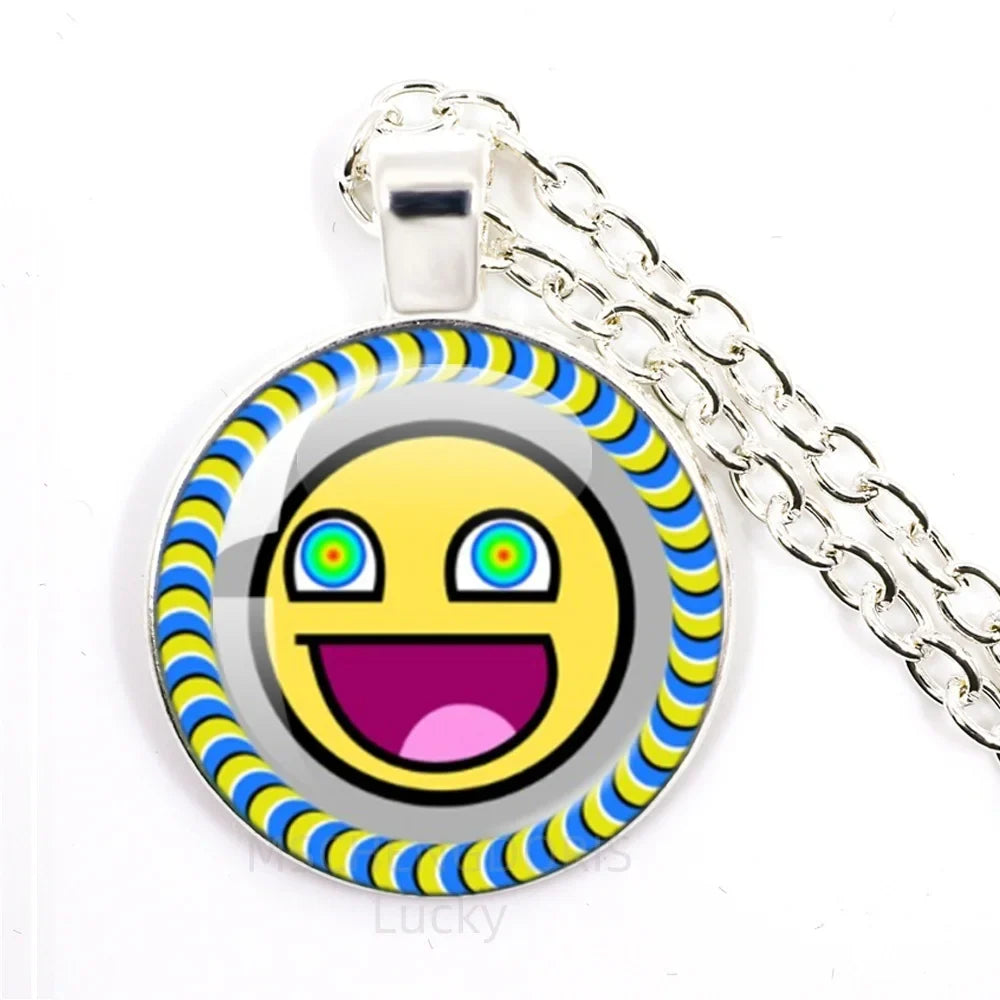 Funny Meme Cartoon Glass Pendant Necklace | Unisex Party Jewelry Gift