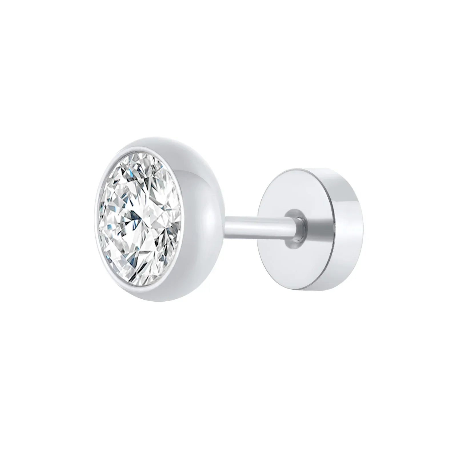 Stainless Steel Men’s Earrings | 8mm Multi-Faceted Screw Back Stud