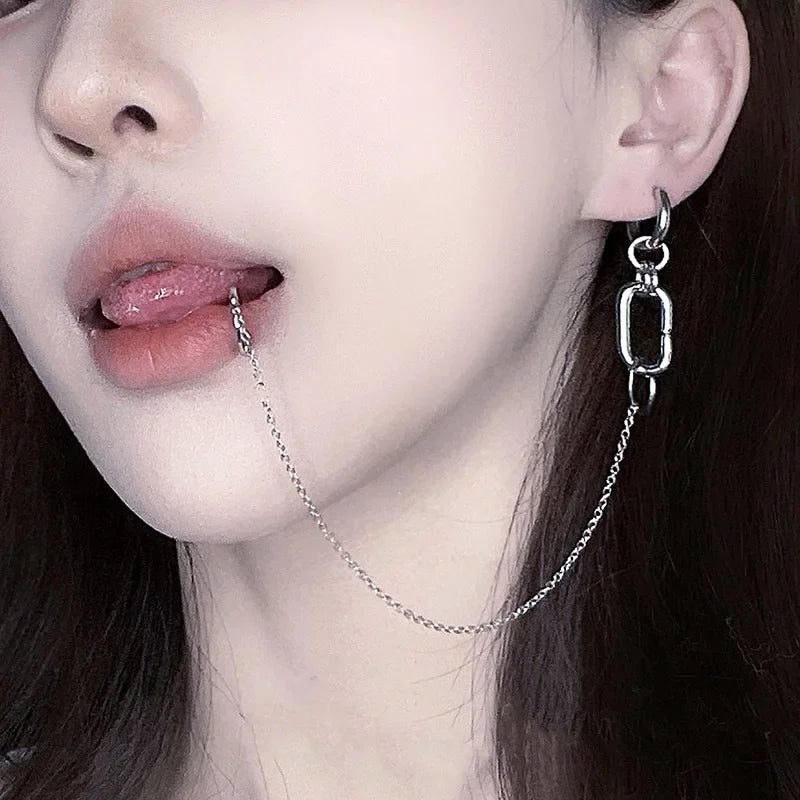 NANA Inspired Lip Piercing Set | Cosplay Punk Chain Earrings