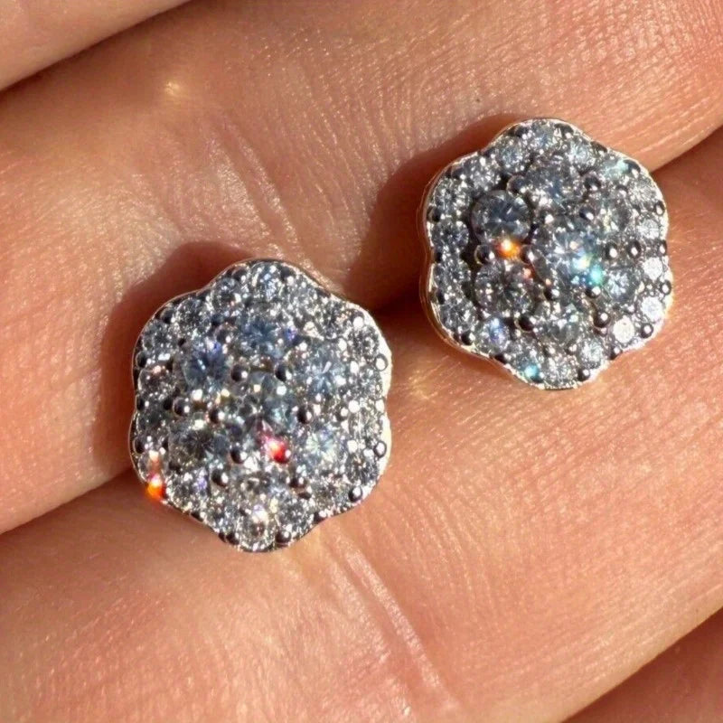 Square Cubic Zirconia Stud Earrings | Vintage Style for Women and Men