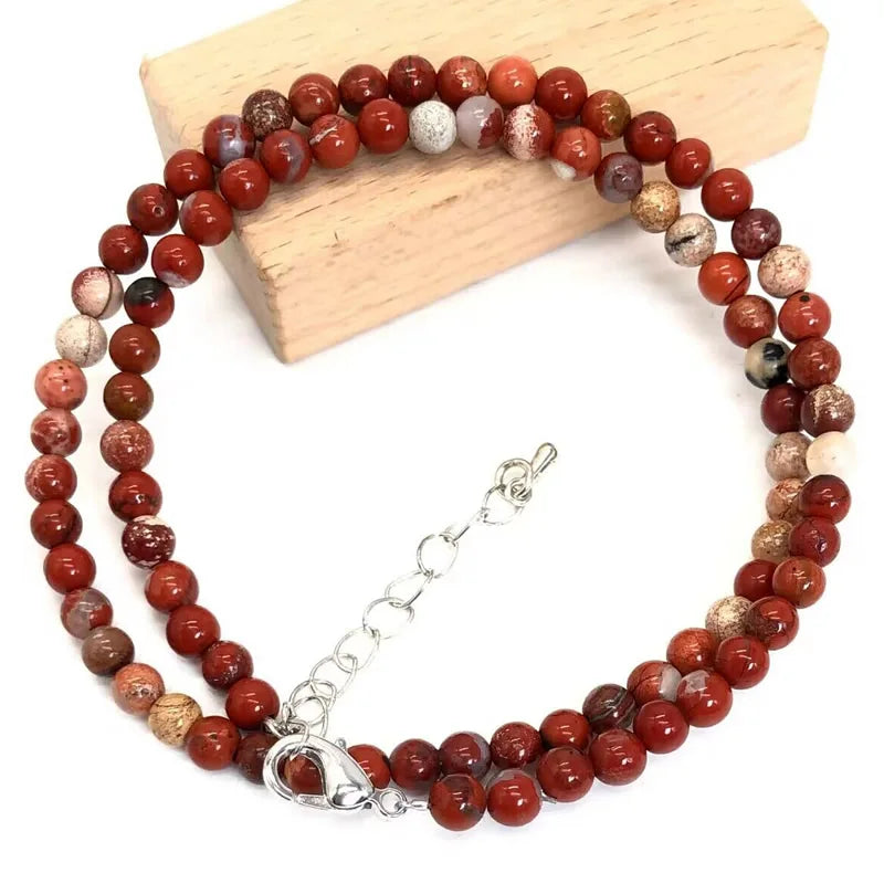 2025 Natural Stone Crystal Choker Necklace | 4mm Bohemian Adjustable Choker