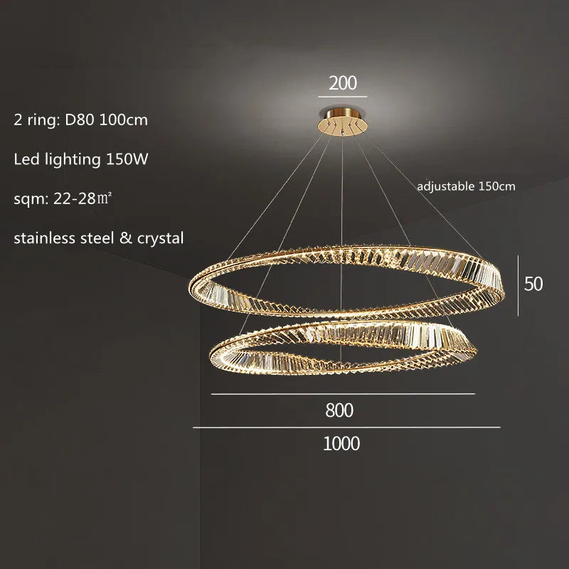 DecorBites™ Irregular Gold Steel LED Pendant Light with Dimmable K9 Crystals