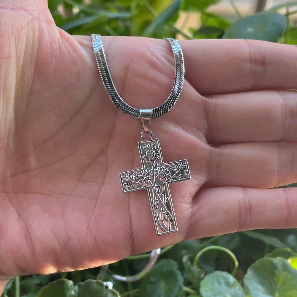 Stainless Steel Jesus Cross Necklace | Christian Pendant Jewelry for Men and Women