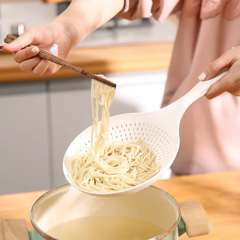 DecorBites™ Kitchen Set: Colander, Noodle Spoon, Long Handle Spoon, Non-Stick Pan - 4pcs