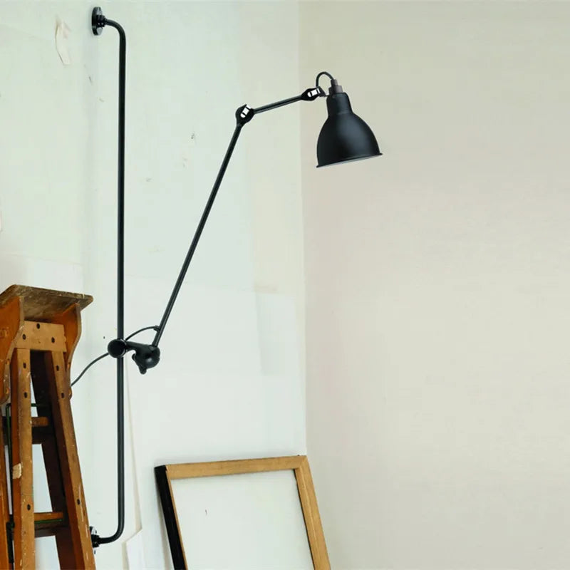 DecorBites™ Gras BL Wall Lamp: Adjustable Chrome Long Arm Reading Light