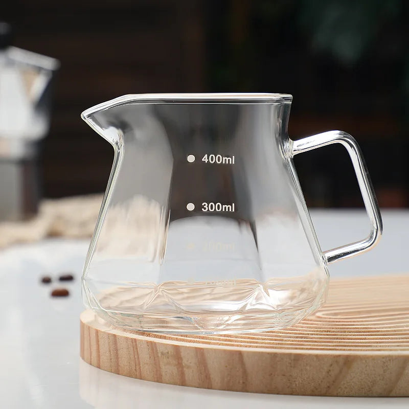 DecorBites™ Glass Coffee Kettle Octagonal Pot for Tea/Coffee, 400/600ml Reusable Coffeeware