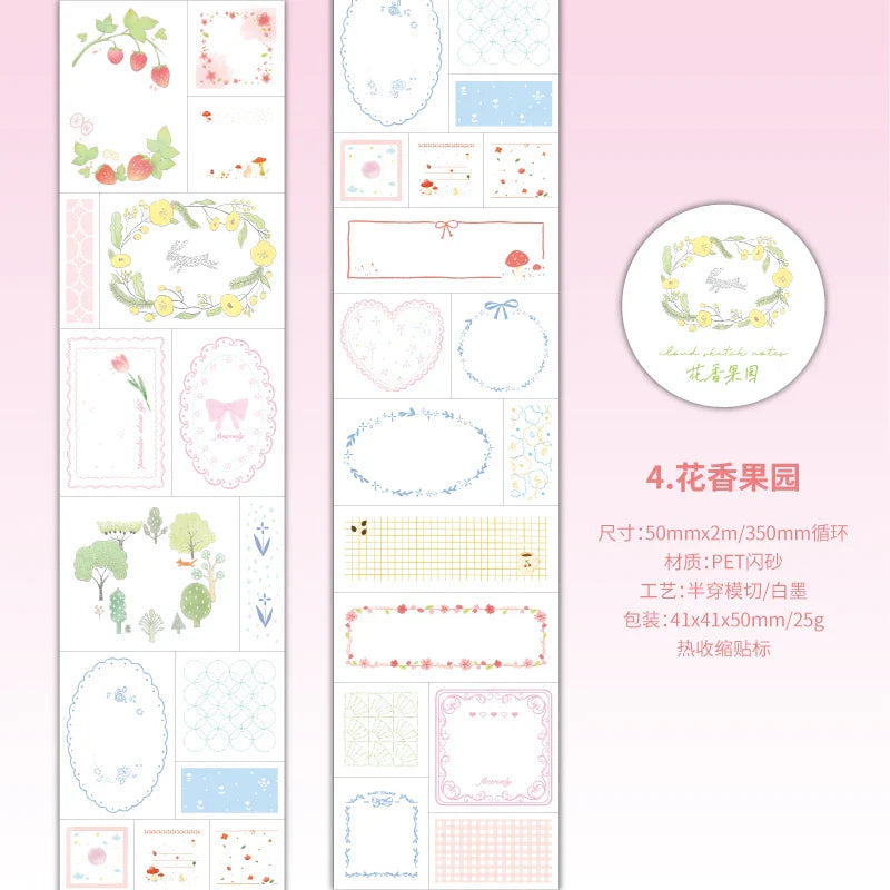 Cute Masking Tape Stickers for Junk Journal | 5x200cm Decorative Craft Tape Roll