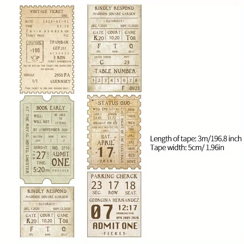 Vintage Poems Ticket Plants Washi Tape | Decorative Masking Tape for Scrapbooking and DIY Crafts