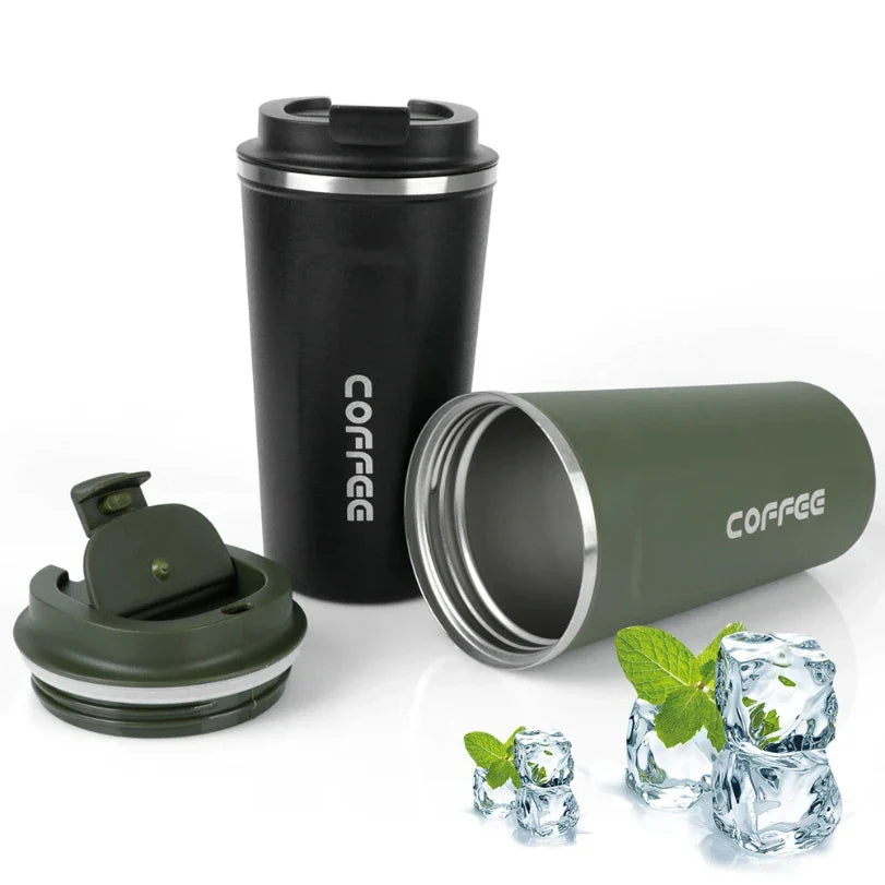 Double Stainless Steel Thermo Cafe Mug | Leak-Proof Travel Thermos for Coffee Tea