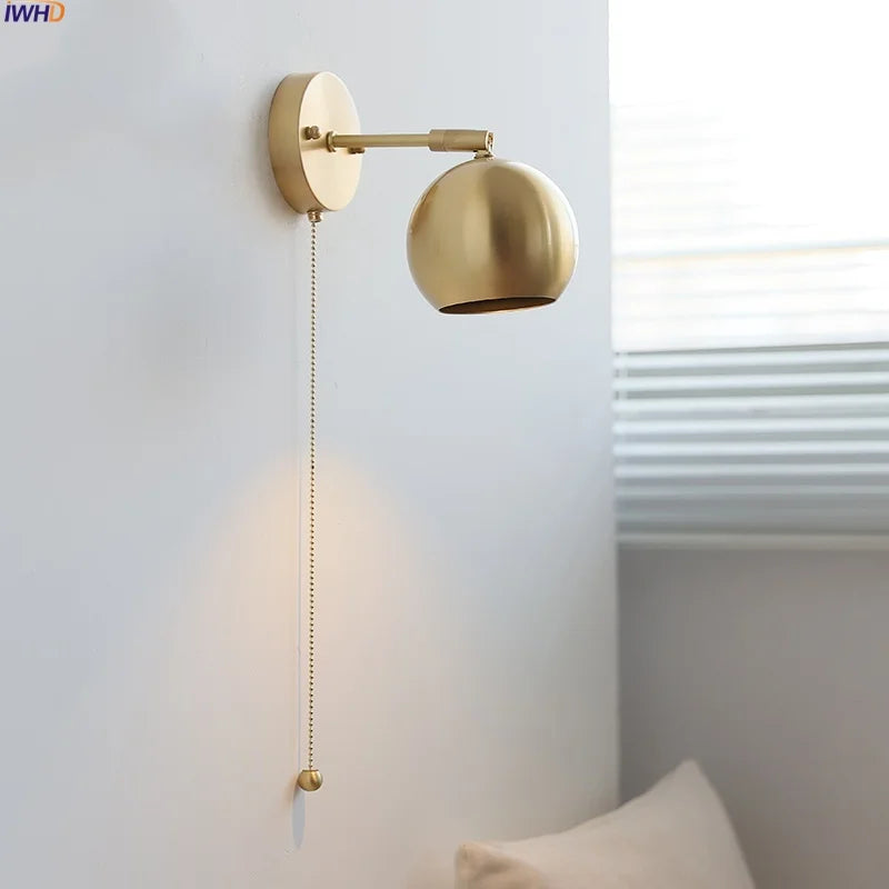 DecorBites™ Copper Wall Light with Pull Chain Switch, Modern Nordic Design