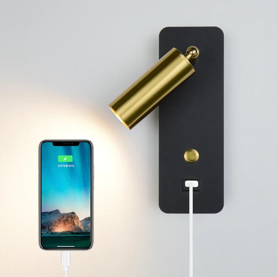 DecorBites™ LED Wall Lights with Switch and USB Interface, Modern Wall Sconce Lighting