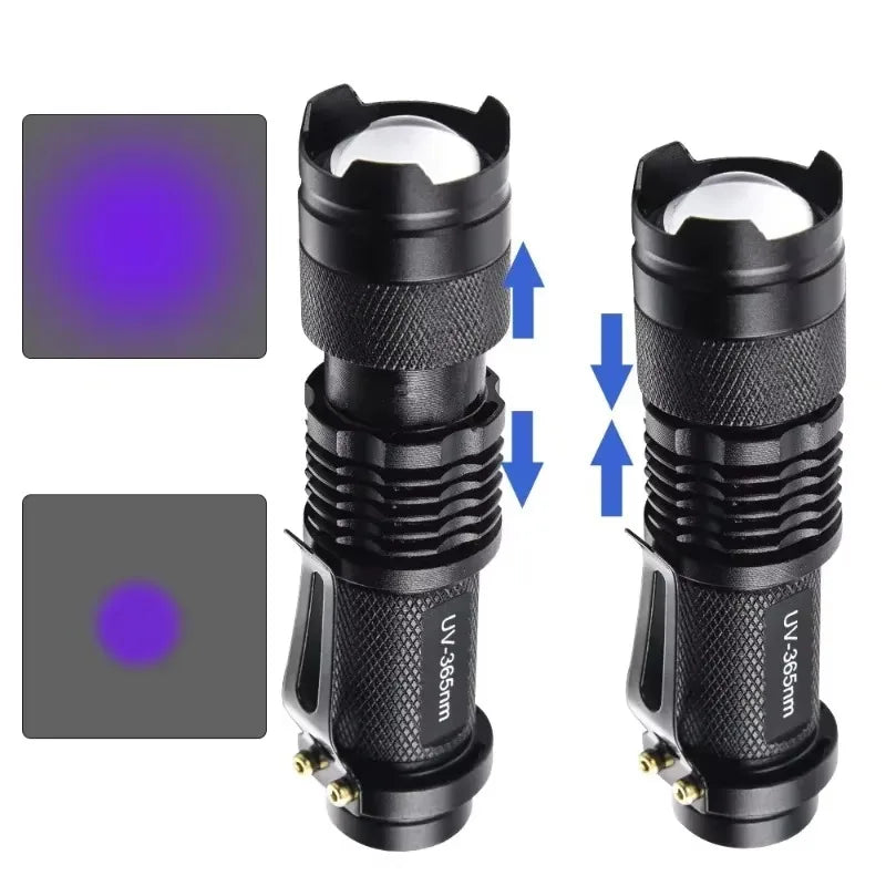 UV LED Flashlight Portable Blacklight | 365/395nm Dual Wavelength Pet Urine Detector