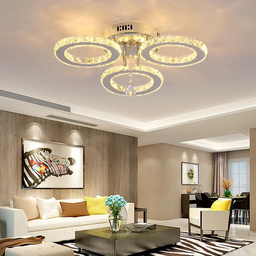 DecorBites™ Crystal LED Rings Ceiling Chandelier Dimmable Luminaire