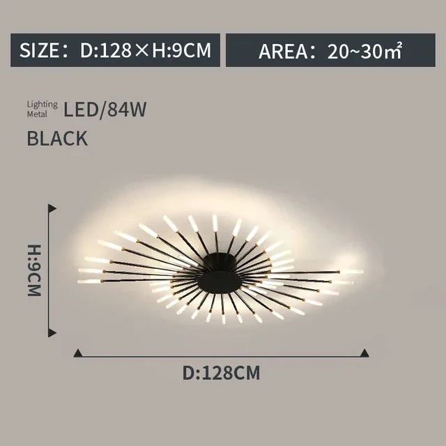 Modern gold starburst led indoor ceiling light for bedroom