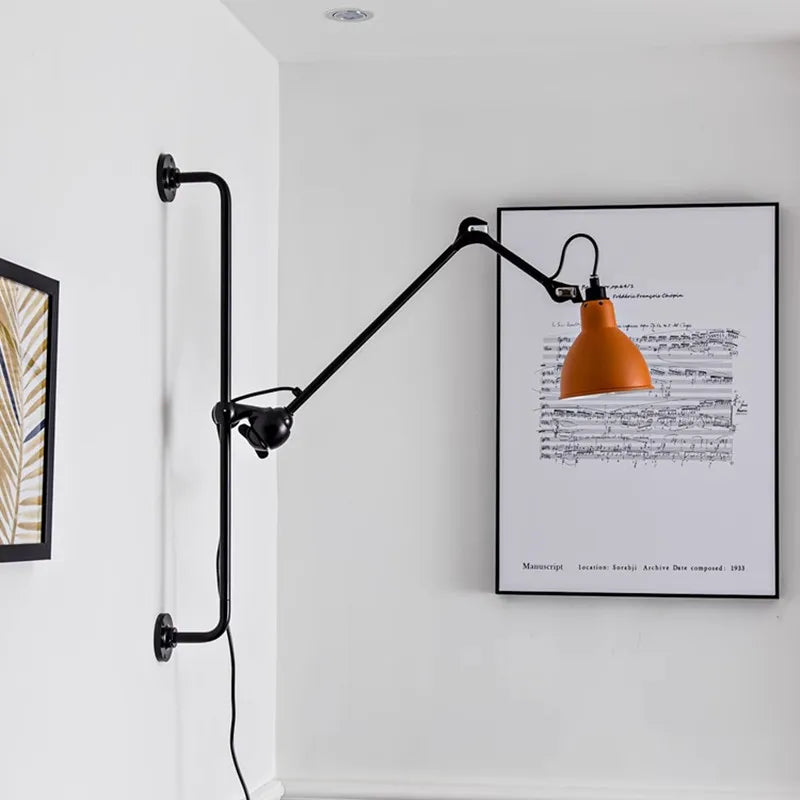 DecorBites™ Gras BL Wall Lamp: Adjustable Chrome Long Arm Reading Light