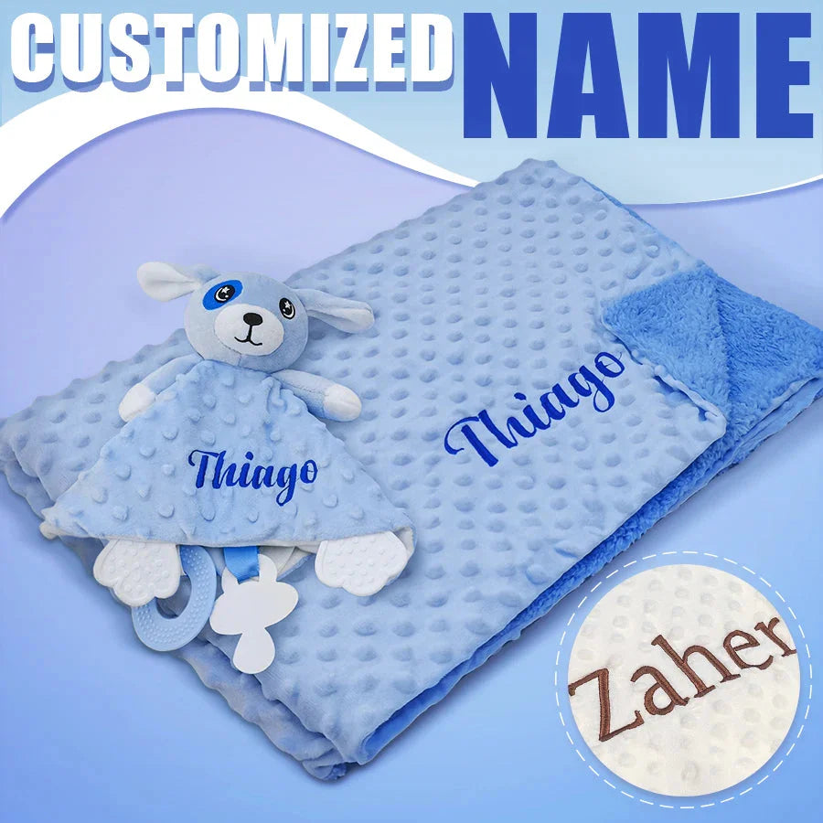 Personalized Newborn Baby Blanket with Name & Custom Stroller Gift Set
