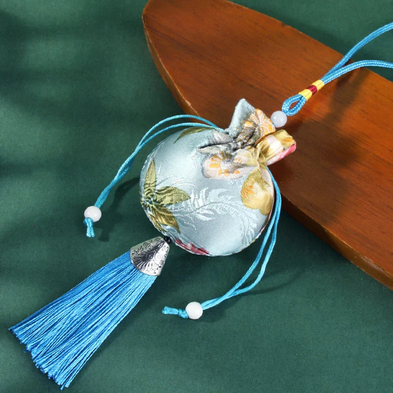 Chinese Style Embroidery Tassel Gift Pouch | Lotus Scented Sachet Bag