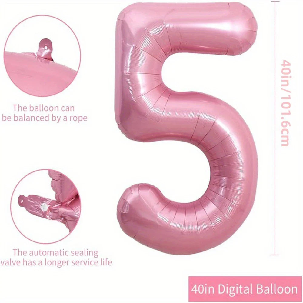 Pink Foil Number Balloon 40 inch | Birthday Party Decor