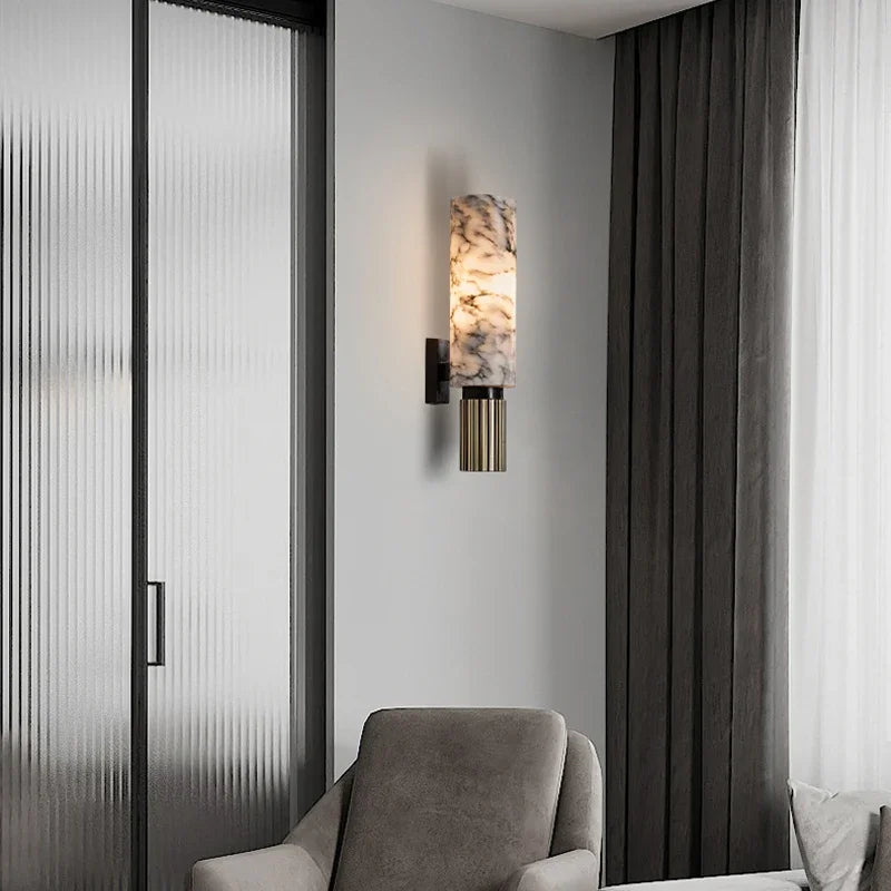 DecorBites™ Copper Alabaster Wall Lamp: Post-Modern High-End Bedroom Lighting