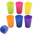 Colourful Plastic Cups Set of 6 | Microwave Safe Drinking Glasses for Juice, Coffee, and Water