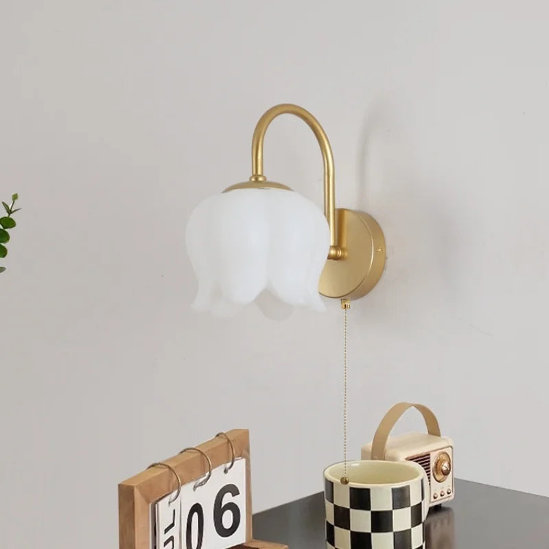 DecorBites™ Iron LED Wall Sconce Pull Chain Switch Stair Light Fixture for Study Hallway