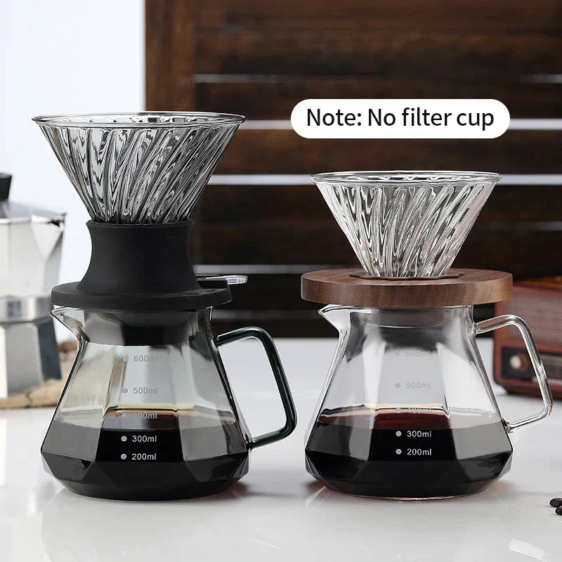 DecorBites™ Glass Coffee Kettle Octagonal Pot for Tea/Coffee, 400/600ml Reusable Coffeeware