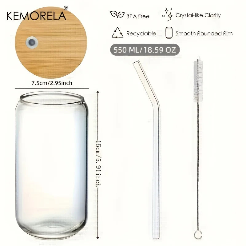 DecorBites™ Glass Bubble Tea Cup Set - Elegant Drinkware for Parties