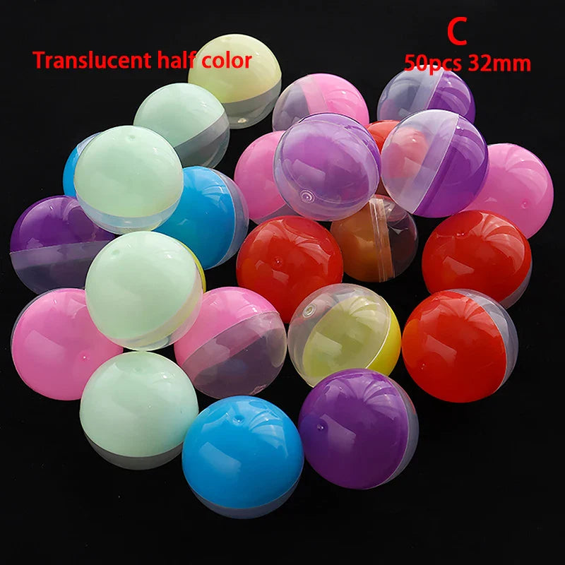 50 Clear Plastic Capsules for Party Favors and Vending Machines | 32mm