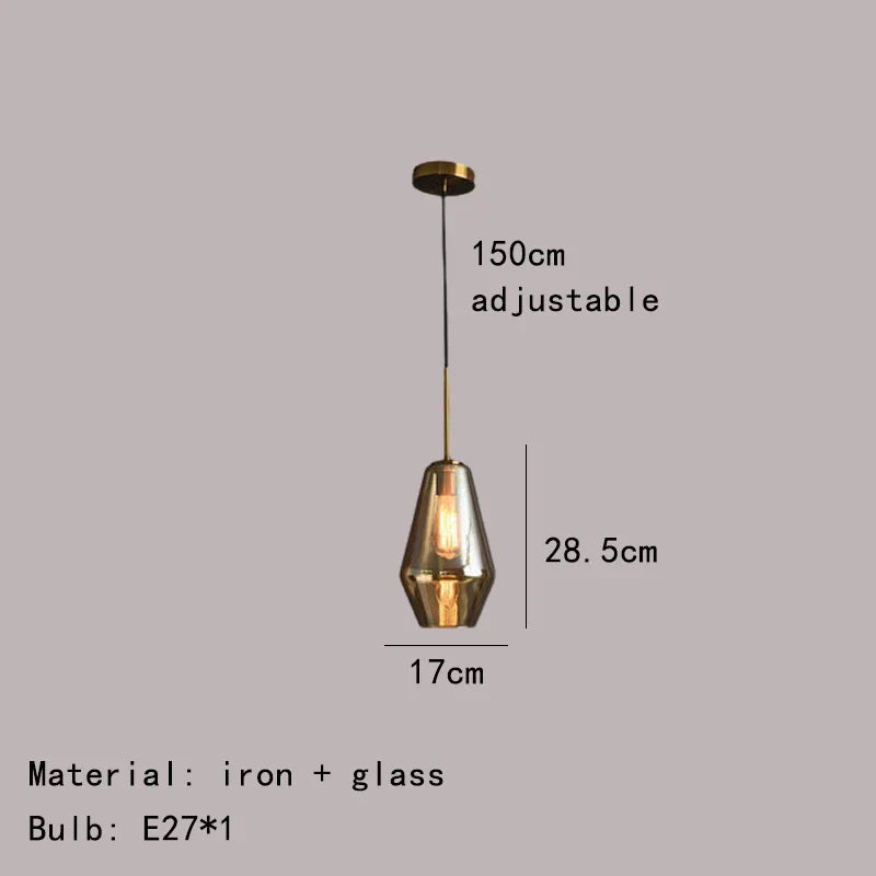 DecorBites™ Gray Amber Glass Pendant Lamp for Home and Office Lighting