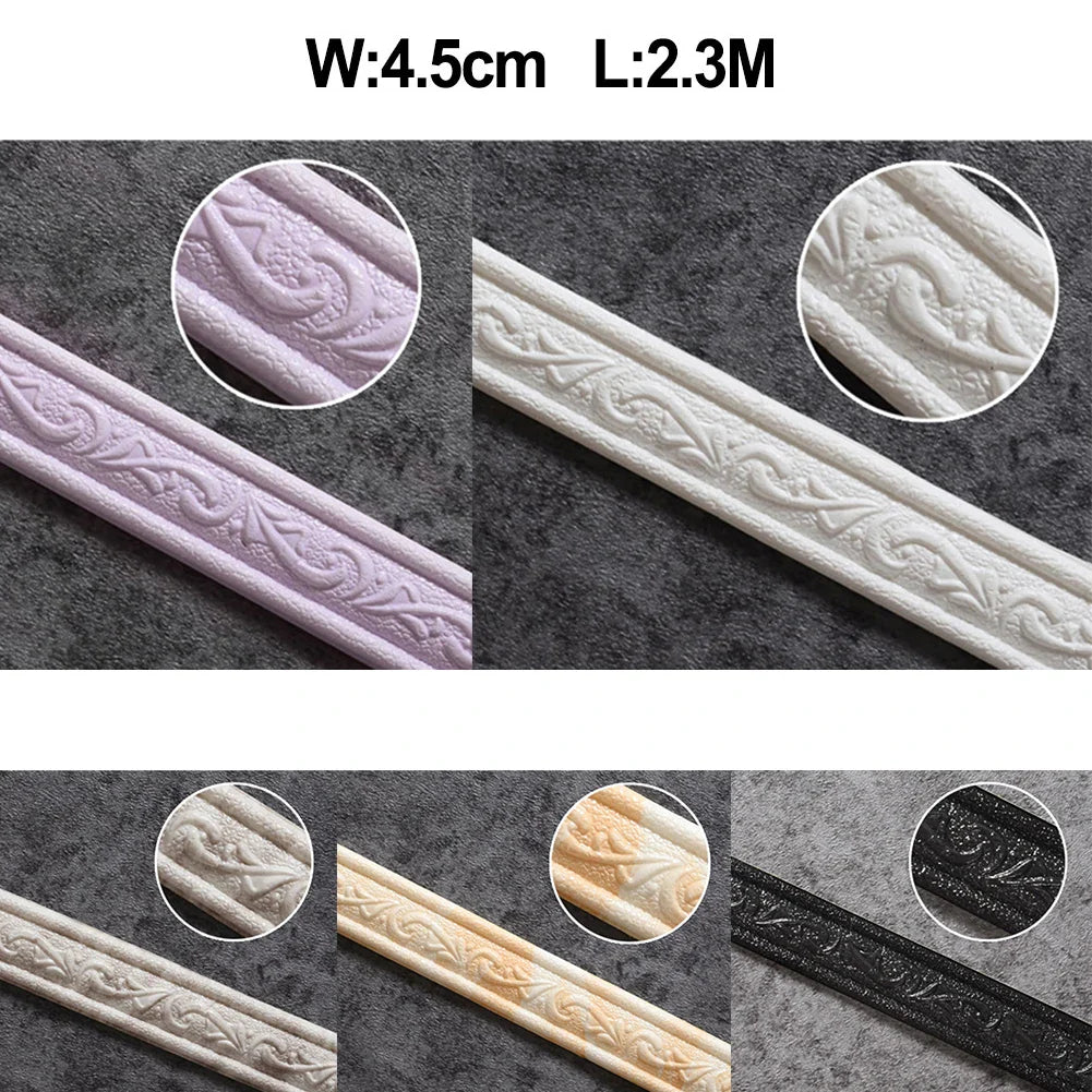 3D Decorative Foam Wall Trim | Self-Adhesive Skirting Border Strip