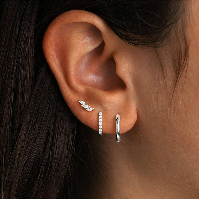 Gold Circle Hoop Earrings Set | Stainless Steel Zircon Flower Stud Jewelry