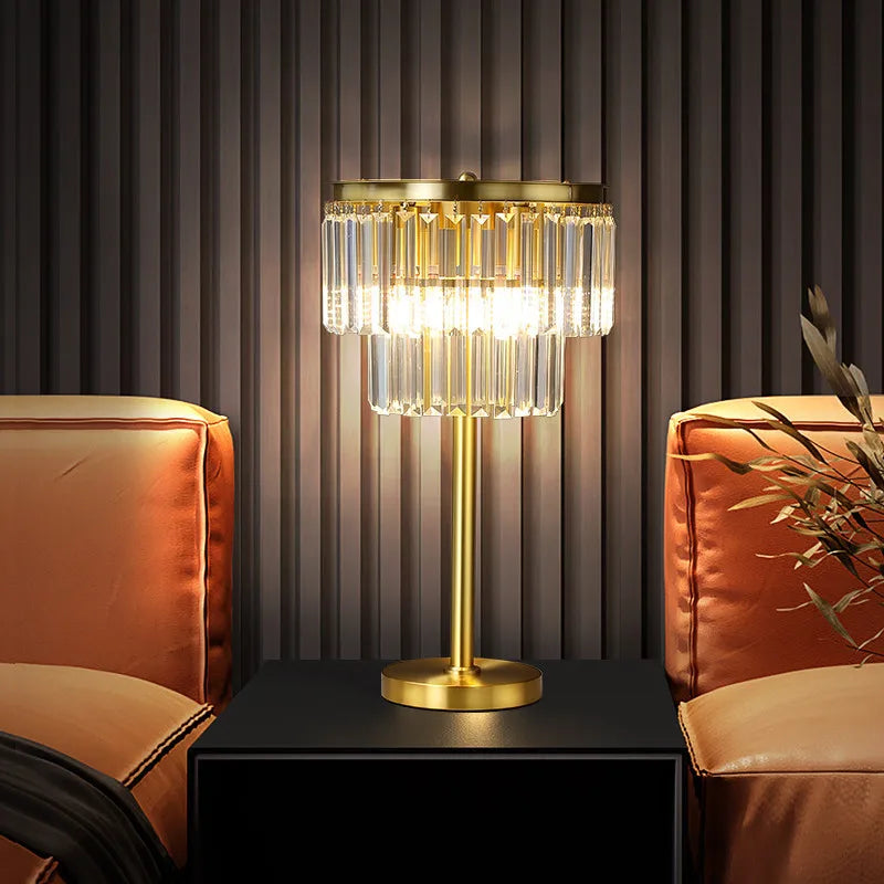 DecorBites™ Crystal Brass Floor Lamp: Modern Nordic Style LED Standing Light