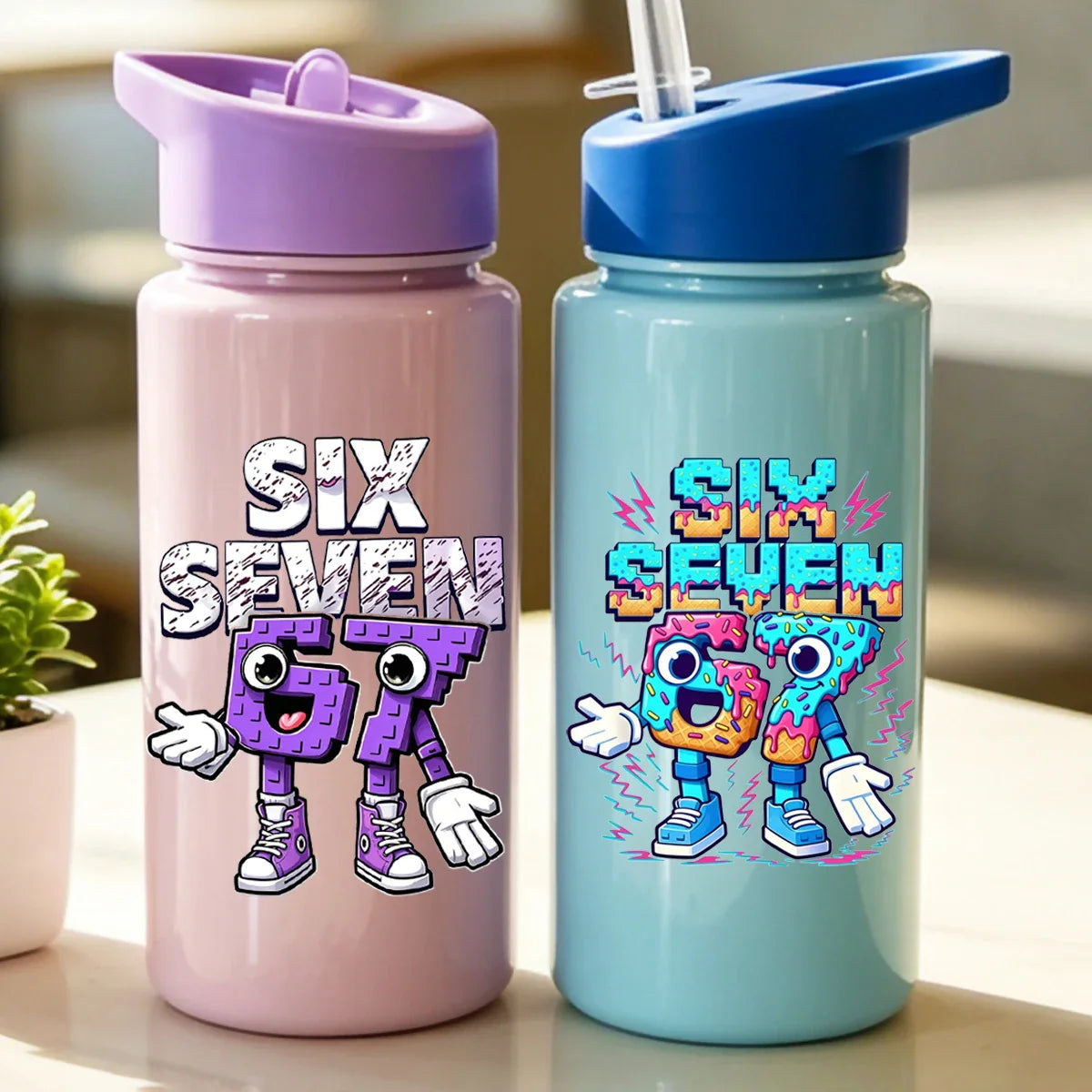500ml 67 Printed Straw Cup | BPA Free Summer Water Bottle