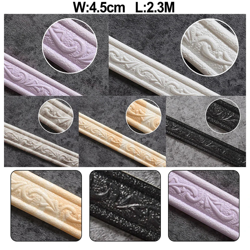 3D Decorative Foam Wall Trim | Self-Adhesive Skirting Border Strip